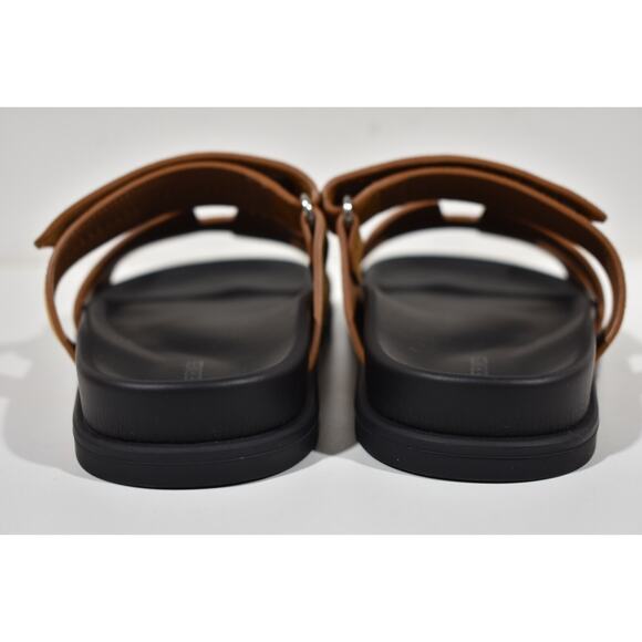 Hermes Chypre Sandal Black Naturel Gold Suede H Logo Strap Slide Slip On Flat 38 - Picture 9 of 10